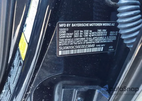2014 BMW X3 xDrive28I from USA, damaged, VIN 5UXWX9C56E0D23849